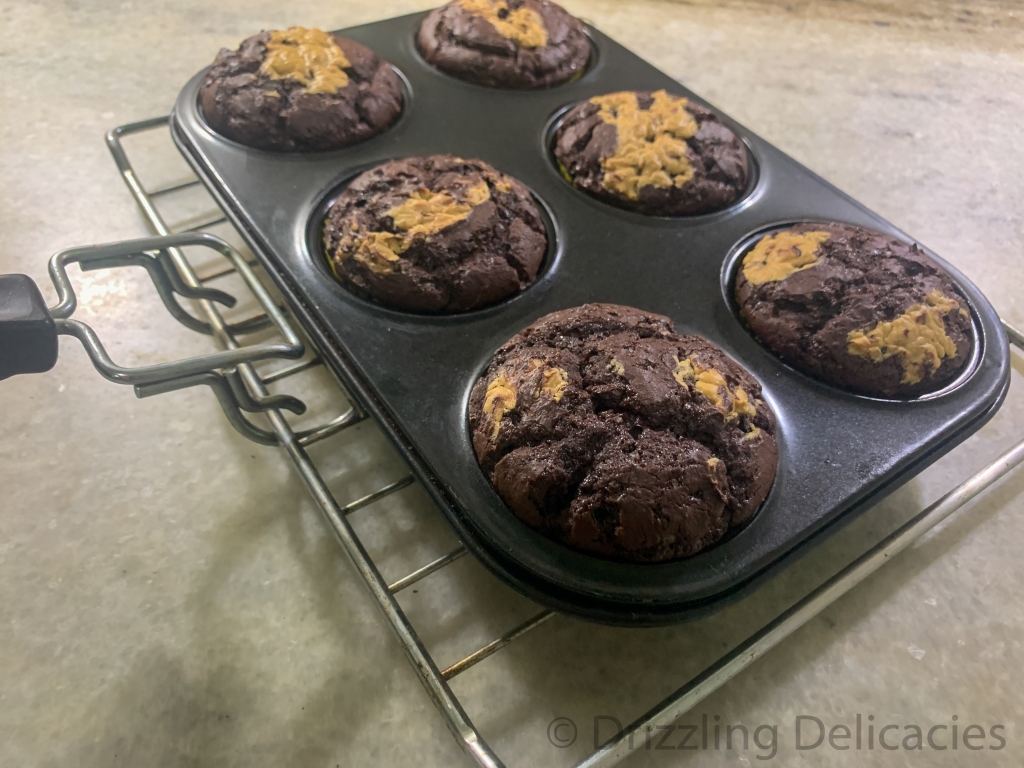 homemade chocolate peanut butter muffins 